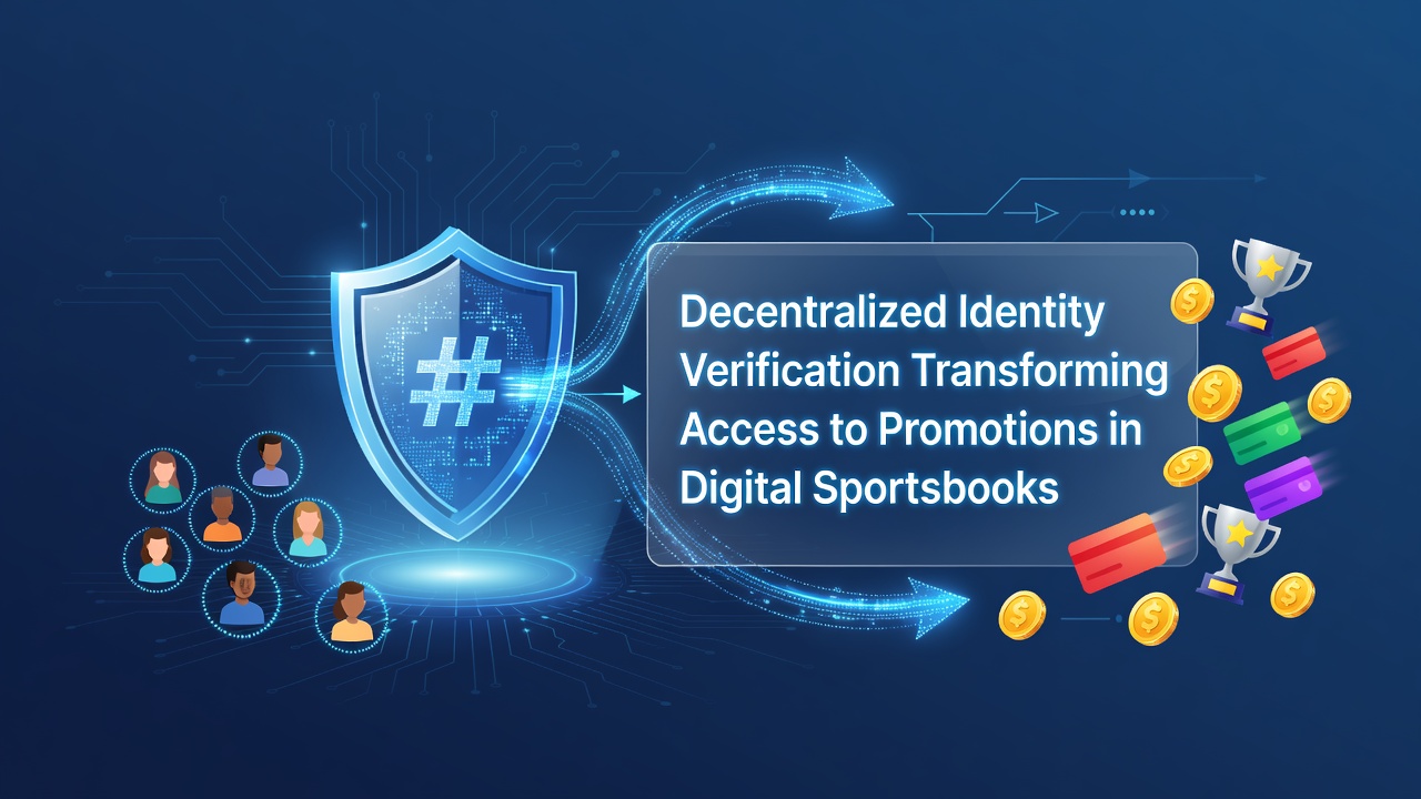Darstellung einer dezentralen Identitätsverifizierung in einer Krypto-Sportsbook-Plattform mit Blockchain-Elementen