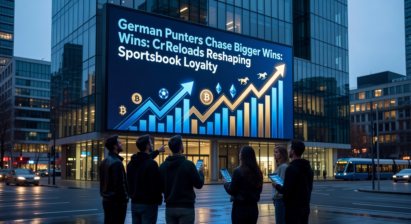 Deutscher Wetter am Smartphone mit Krypto-Wallet und Sportsbook-App im Hintergrund, symbolisierend den Trend zu Crypto-Reloads